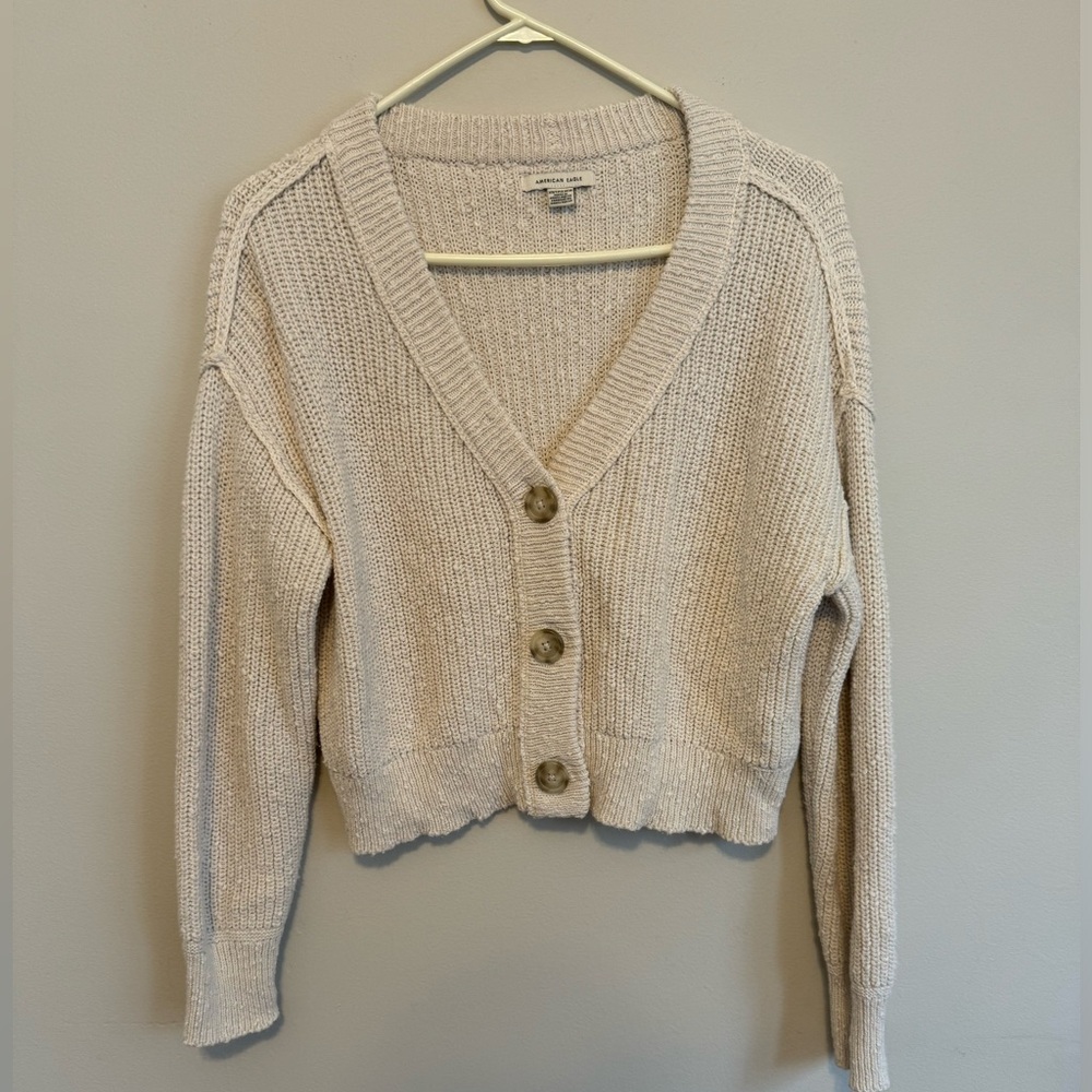 American Eagle Cream cable knit cardigan